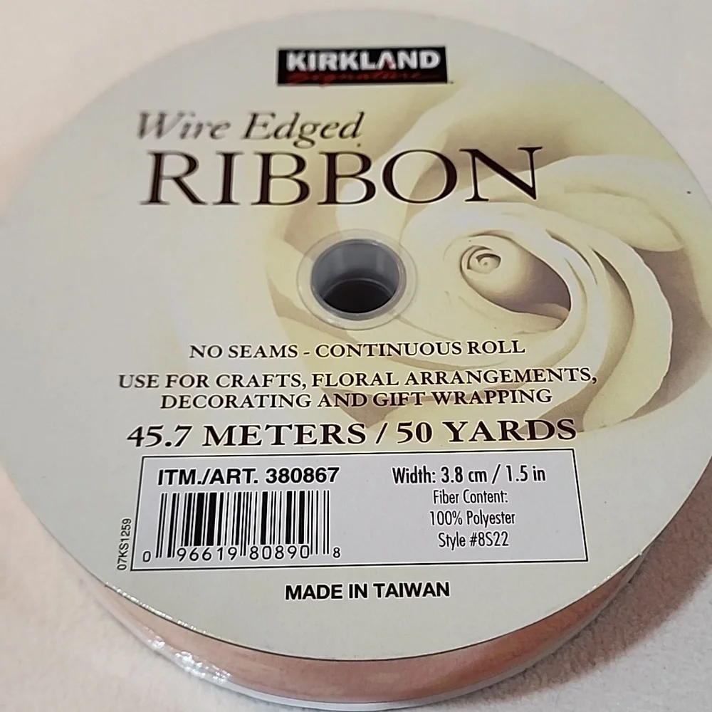 NEW 3 Rolls Kirkland Wire-edged Ribbon, 1-1/2